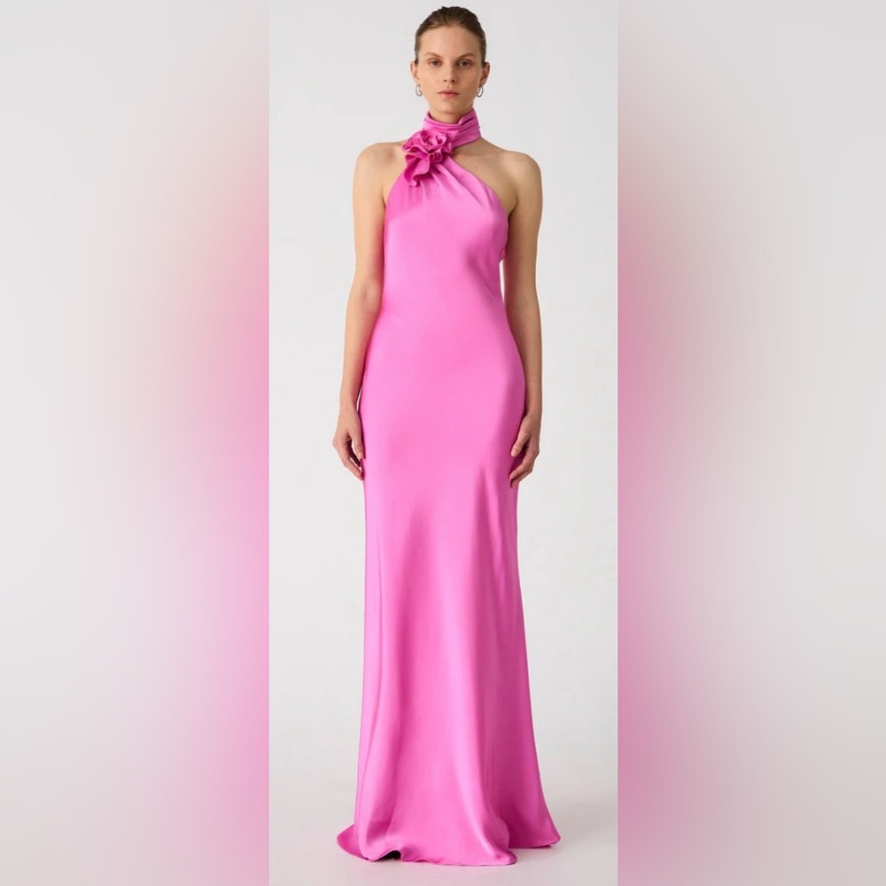 MISHA Teresa Satin Maxi Gown In Purple Rose